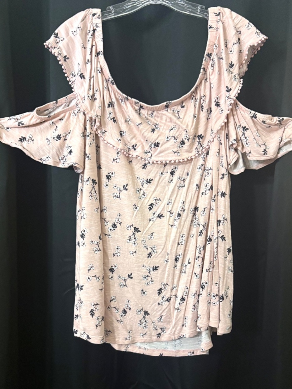 LANE BRYANT-Light Pink Cold Shoulder Floral Shirt-SIZE 18/20 - Picture 4 of 4